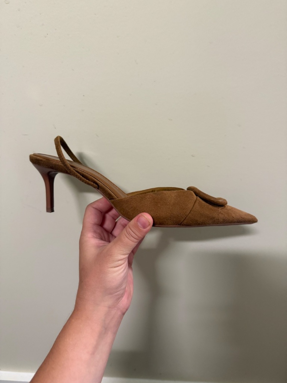 Zara Suede Kitten Heel Slingbacks - Picture 3 of 4